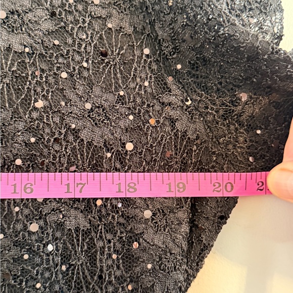 Connected Apparel Black Sequin Dress with Flared Sheer Sleeves Size 16 - Picture 14 of 16